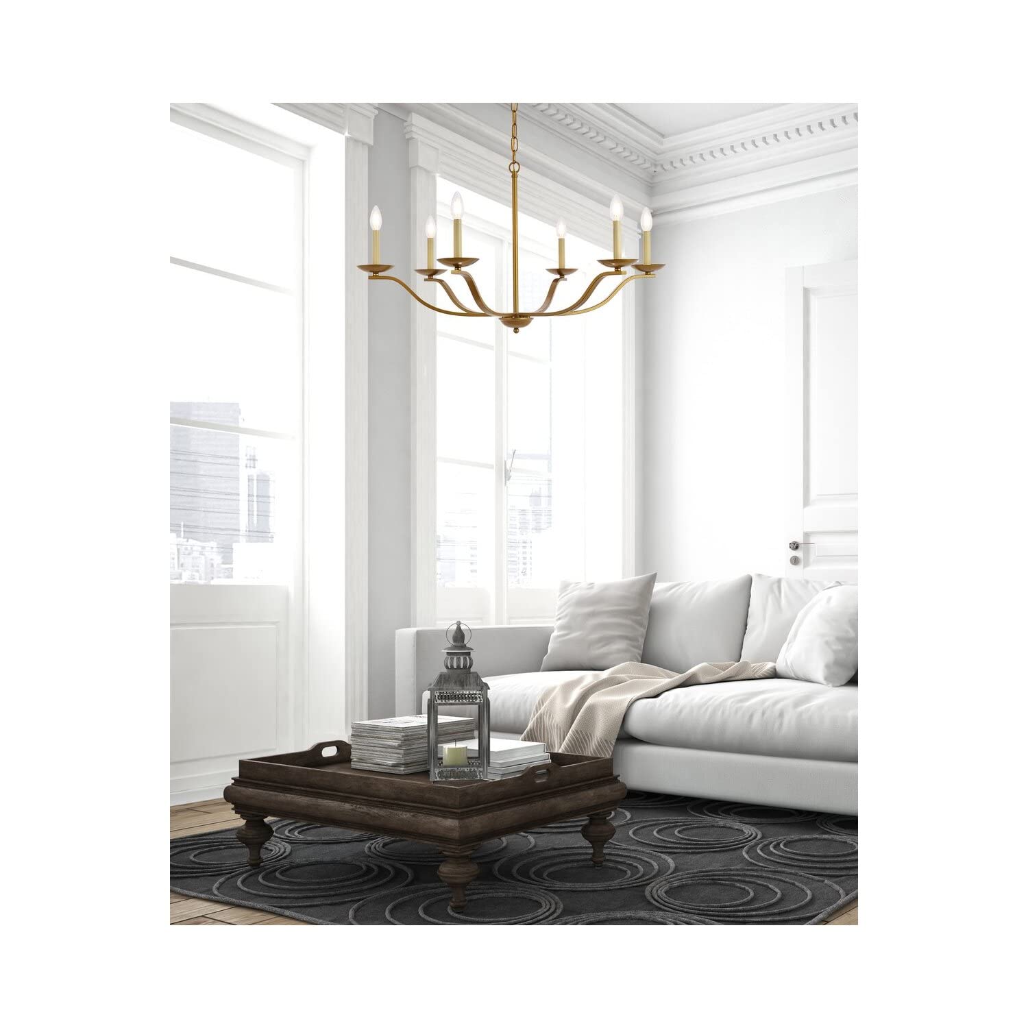 Living District Trey 6-Light Mid-Century Metal Pendant in Brass