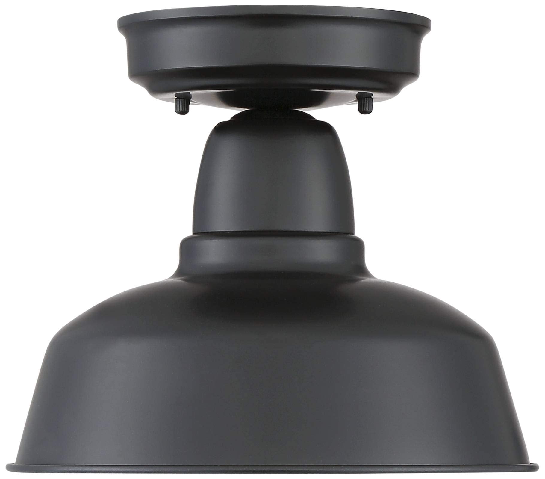 John Timberland Urban Barn Outdoor Ceiling Light Black Metal 10.25in Semi Flush Mount Fixture for Porch Patio Garage Garden