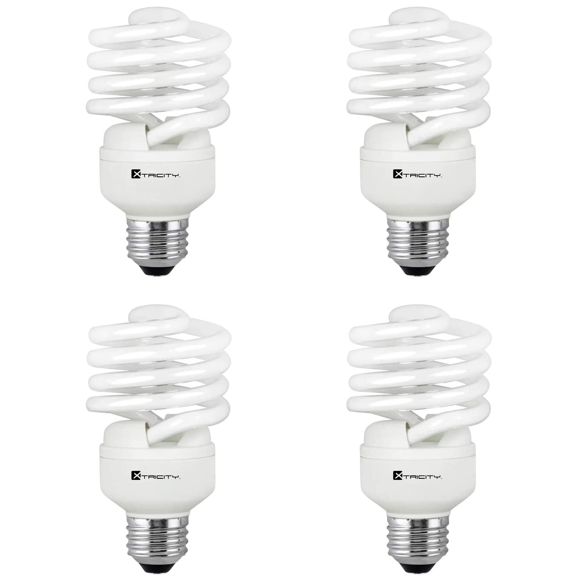 Xtricity Compact Fluorescent Light Bulb T2 Spiral CFL, 2700k Soft White, 23W (100 Watt Equivalent), 1600 Lumens, E26 Medium Base, 120V, UL Listed (Pack of 4)