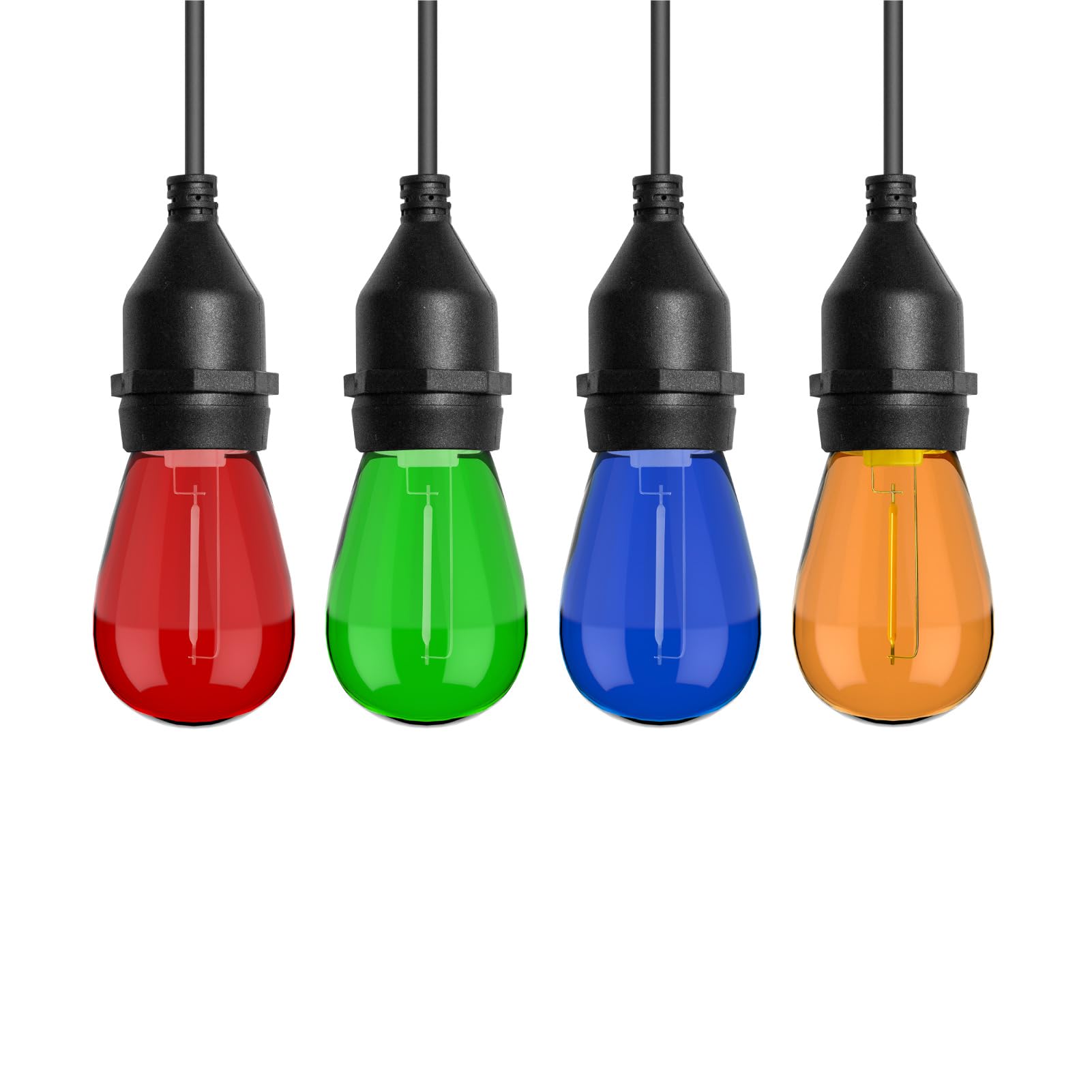 Visterlite S14 Colored Led String Light Bulbs, 1 Watt Plastic Shatterproof Led Replacement Bulbs For Indoor Outdoor Patio String