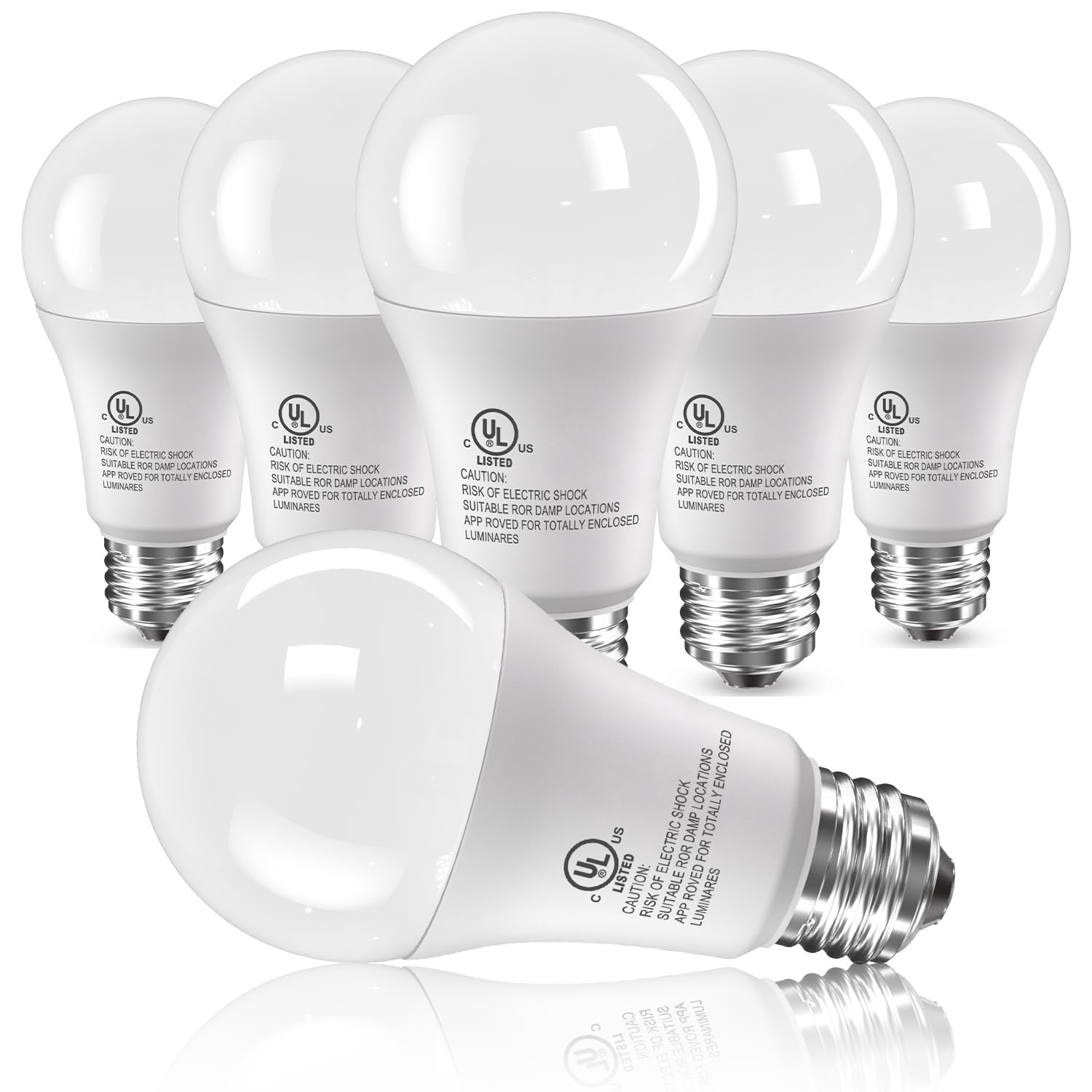 6 Pack Led Light Bulbs 100 Watt Equivalent, A19 15W 5000K Daylight, Super Bright White Light 1500 Lumens, E26 Standard No Flicke