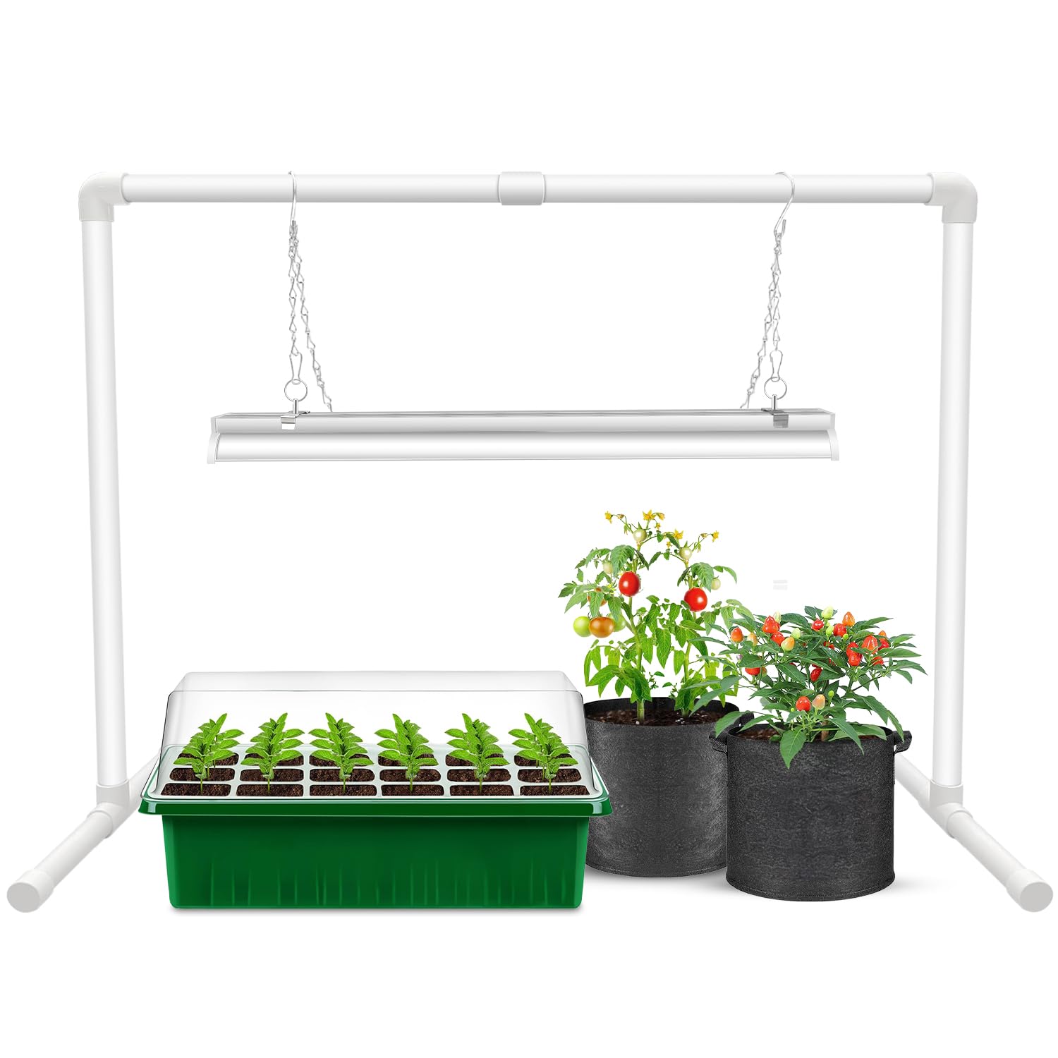 Wolezek Grow Lights for Seed Starting with Stand, 2ft T5 144 LEDs Full Spectrum Seedling Grow Light for Indoor Plants, 32W High 