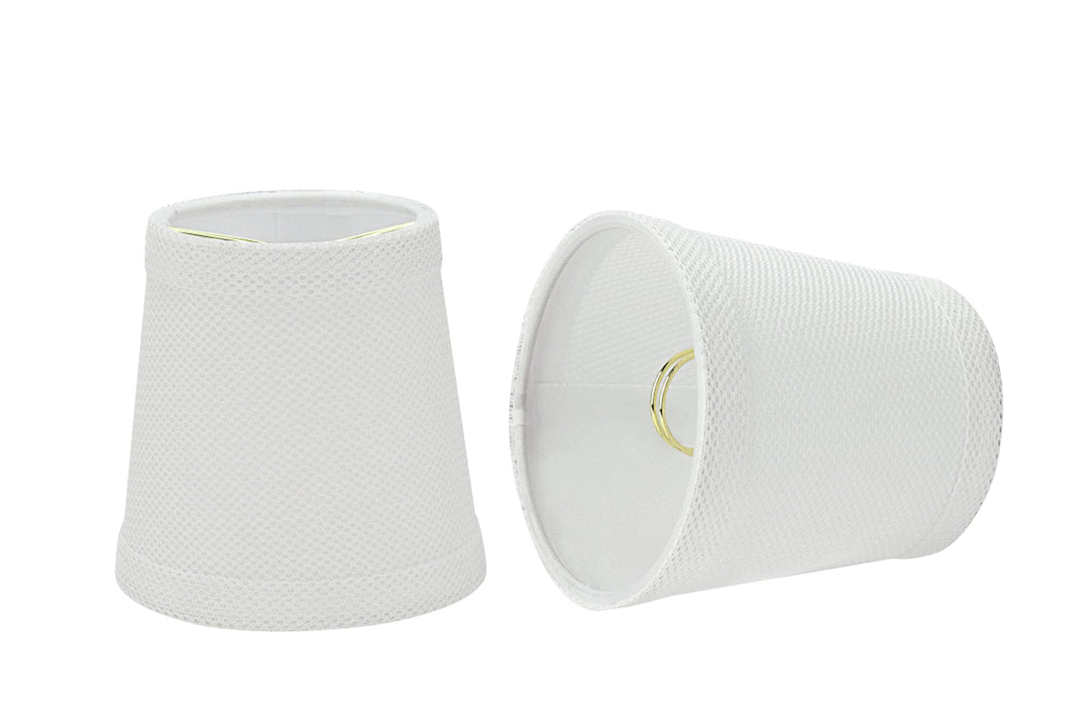 Aspen Creative 32718-2 Small Hardback Empire Shape Chandelier Clip-On Lamp Shade Set (2 Pack), Transitional Design in White, 4&quot; bottom width (3&quot; x 4&quot; x 4&quot;)