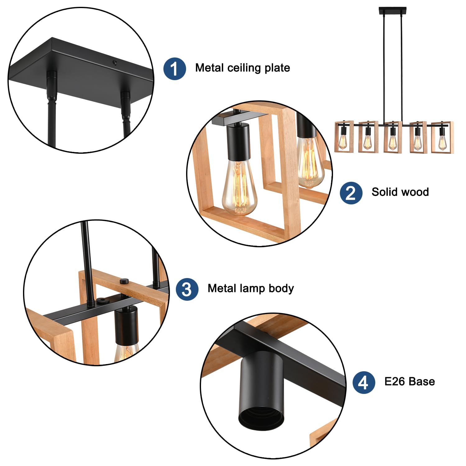 Kitchen Island Lighting Hanging For Farmhouse Linear Chandeliers Modern Chandelier Over Table  Matte Black Rustic Wood Ceiling Pendant Light Dining Room Hanging Light Rustic Wood