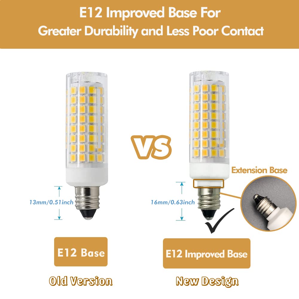 HXWY E12 LED Bulb 7W Dimmable 120V 730LM Candelabra Base Pack of 4 Warm White 3000K