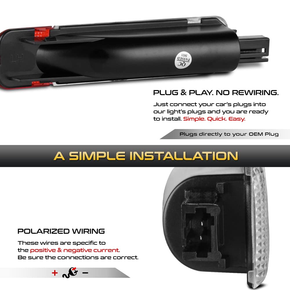 VIPMOTOZ LED Interior Door Panel Light - Clear Lens, Black Housing, Driver & Passenger Side, Compatible with 1995-2007 Silverado Sierra
