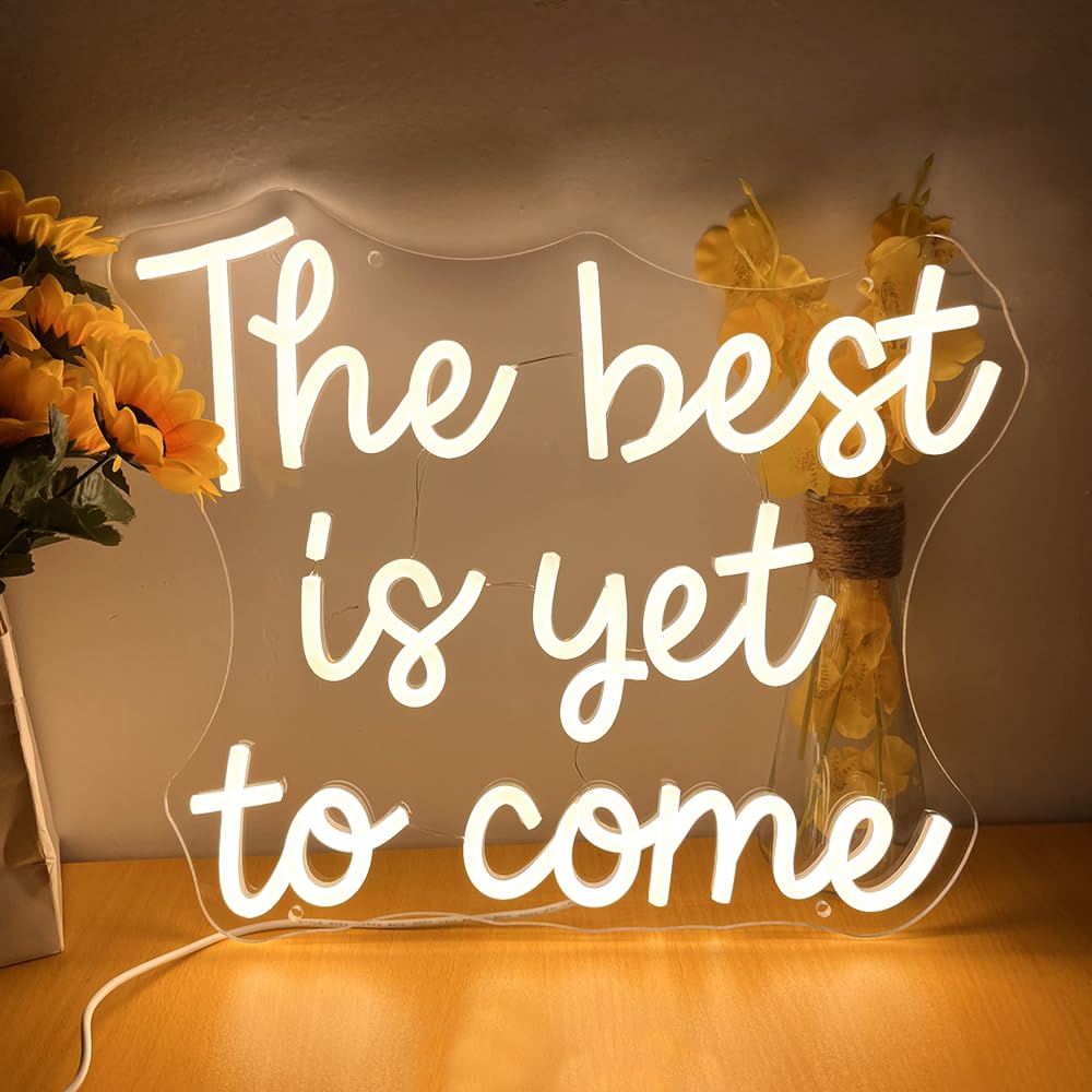 The Best Is Yet To Come Neon Sign Graduation Neon Lights For Backdrop Home Wall Art Office Wedding Birthday Party Kids Room Classroom Decor Prom Graduation Party Women Teens Gifts