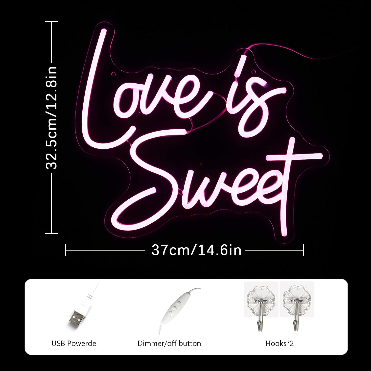 LMSIGNLY Neon Sign - inLove is Sweetin Pink LED Light for Weddings, Bridal Showers, Engagements - 14.5x12.8 inches, Silicone Material
