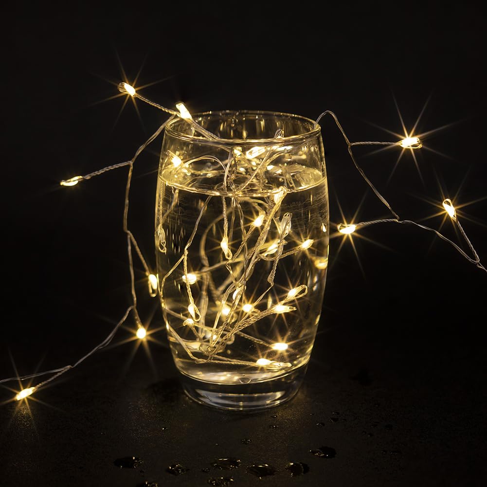 PCORES Fairy Lights Plug in, 20FT 200LED Firecracker String Lights Waterproof Silver Wire, for Bedroom/DIY/Party/Garden/Porch/Pa