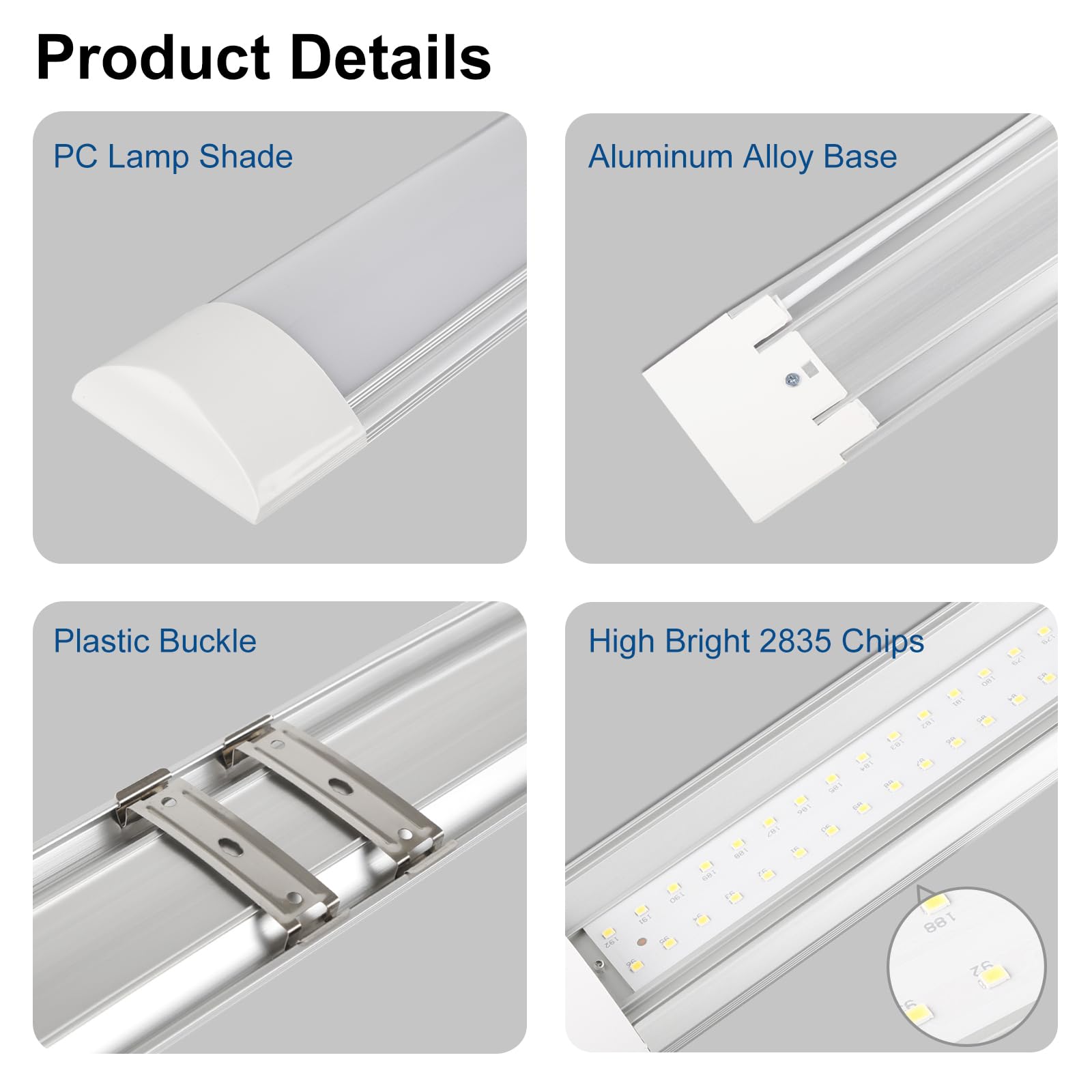 Colmeguna 2 Packs 4FT LED Batten Light, 40W Ultra-Thin Aluminium Ceiling Fixture, Day Light 4000K, IP20 for Garage/Office