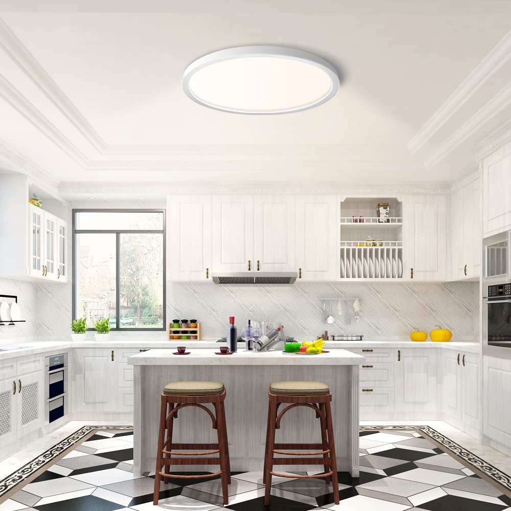 inShareplus 9 Inch LED Flush Mount Ceiling Light, Nature White, 18W Slim Design for Living Room, Bathroom, Kitchen