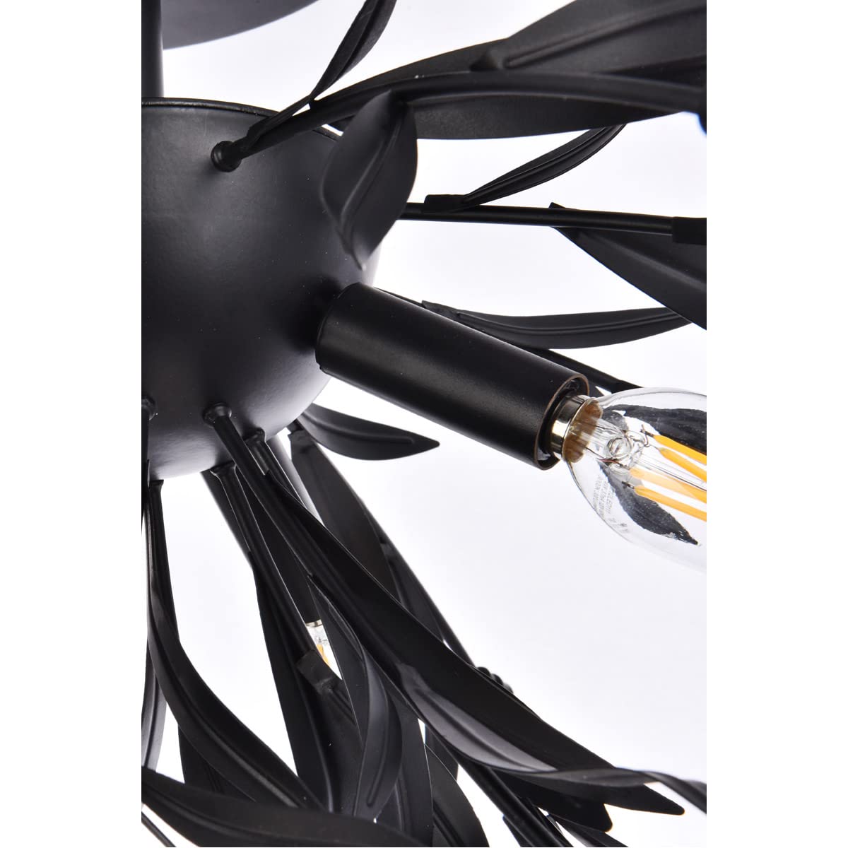 Living District 4-Light Mid-Century Flush Mount - Steel/Crystal, Black, Model LD810F19BK