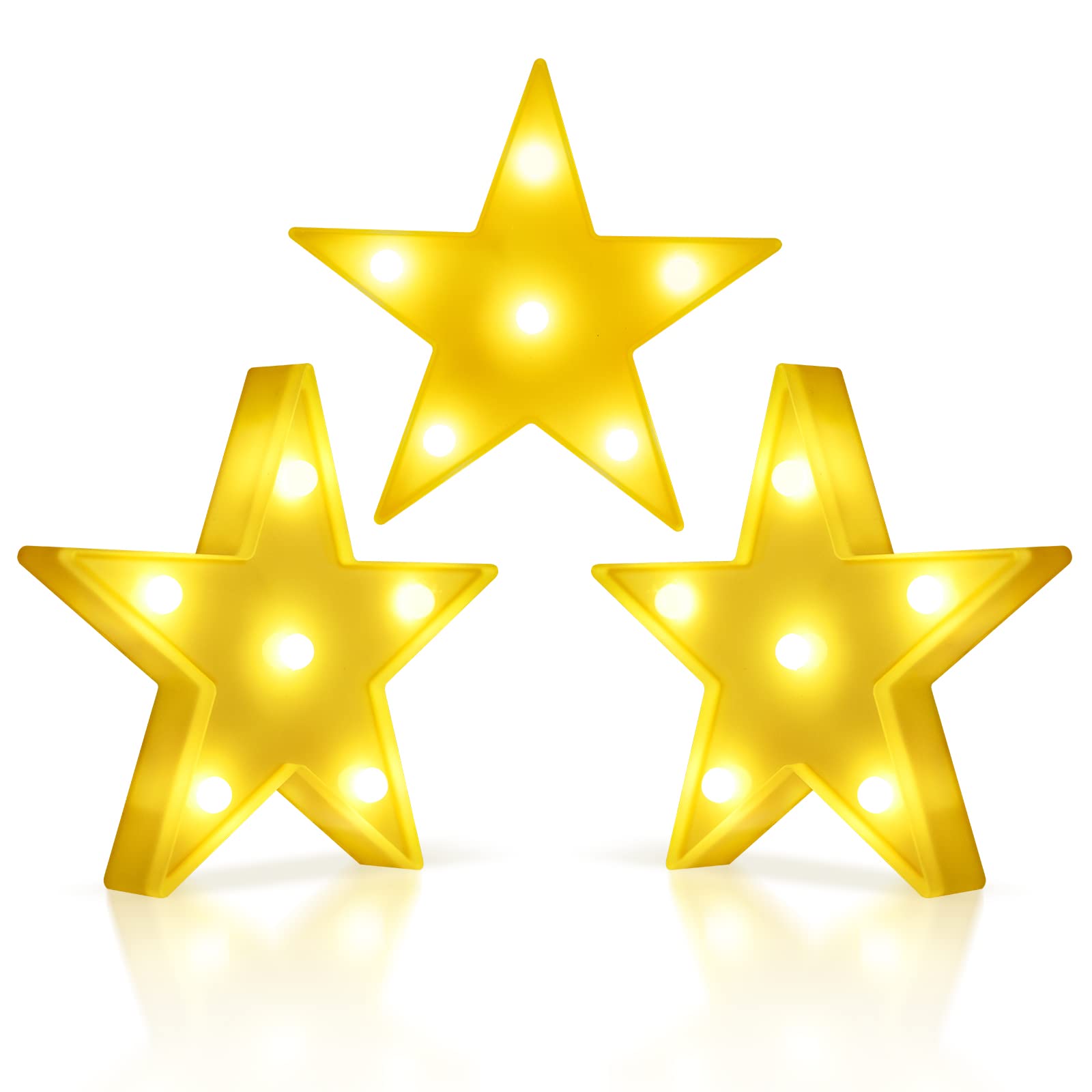 3 Pcs LED Stars Night Light Can Be Hung On The Wall Kids Room Room Light  Suitable for Birthday Party Holiday Decoration Baby Room Nursery Decoration (Stars)