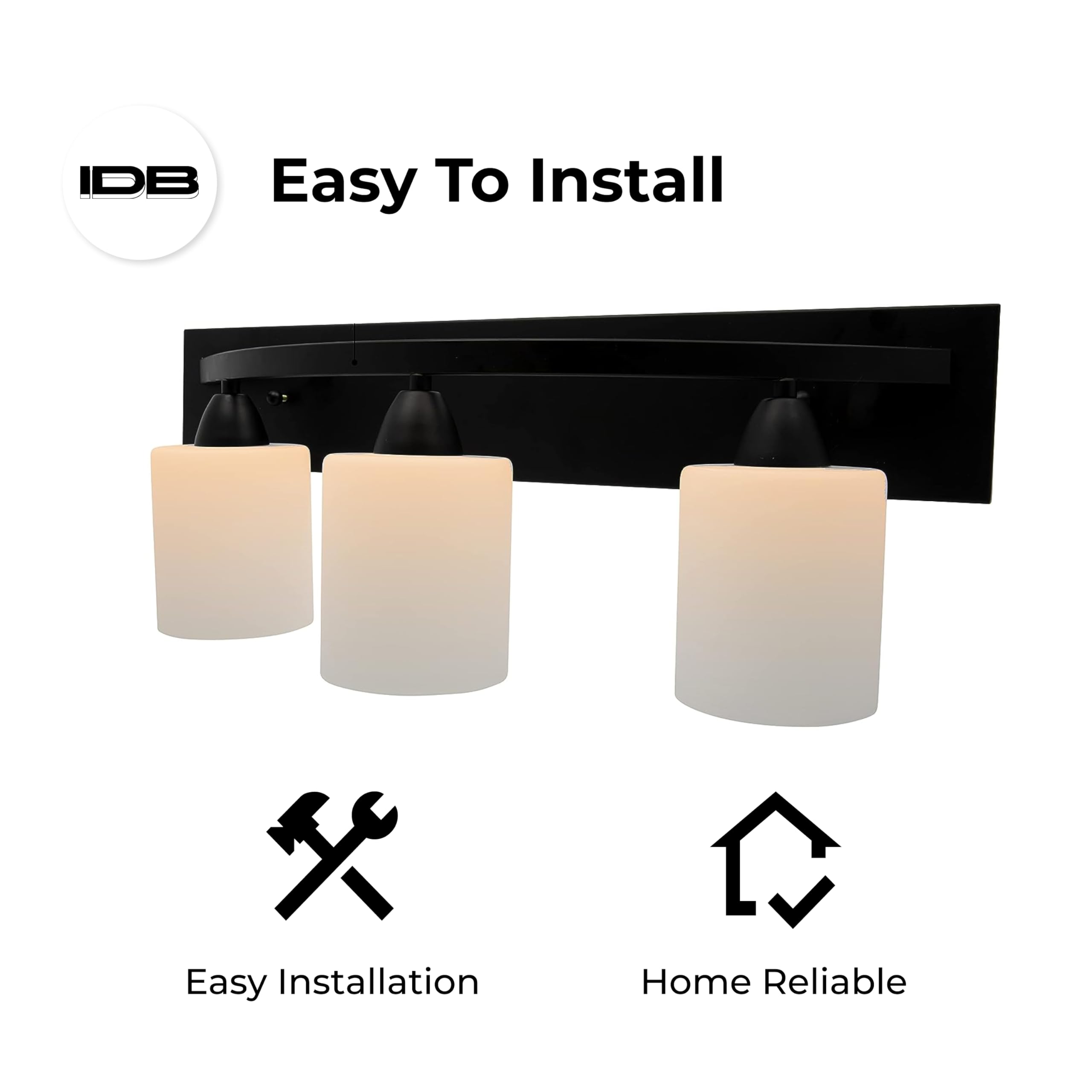 Dorence Bathroom Vanity Light Fxiture - Interior Bathroom Lighting Bar with Modern Milk Glass Shade - Bathroom Lights Over Mirro