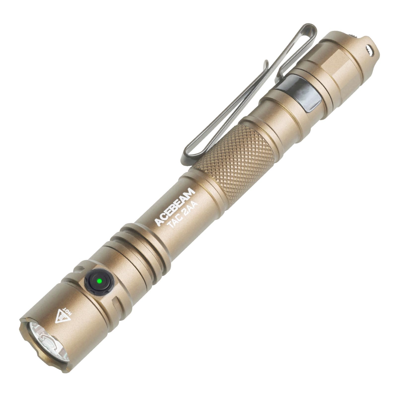 ACEBEAM TAC 2AA EDC Flashlight, 1470 Lumens, Rechargeable, Aluminum, Desert Color