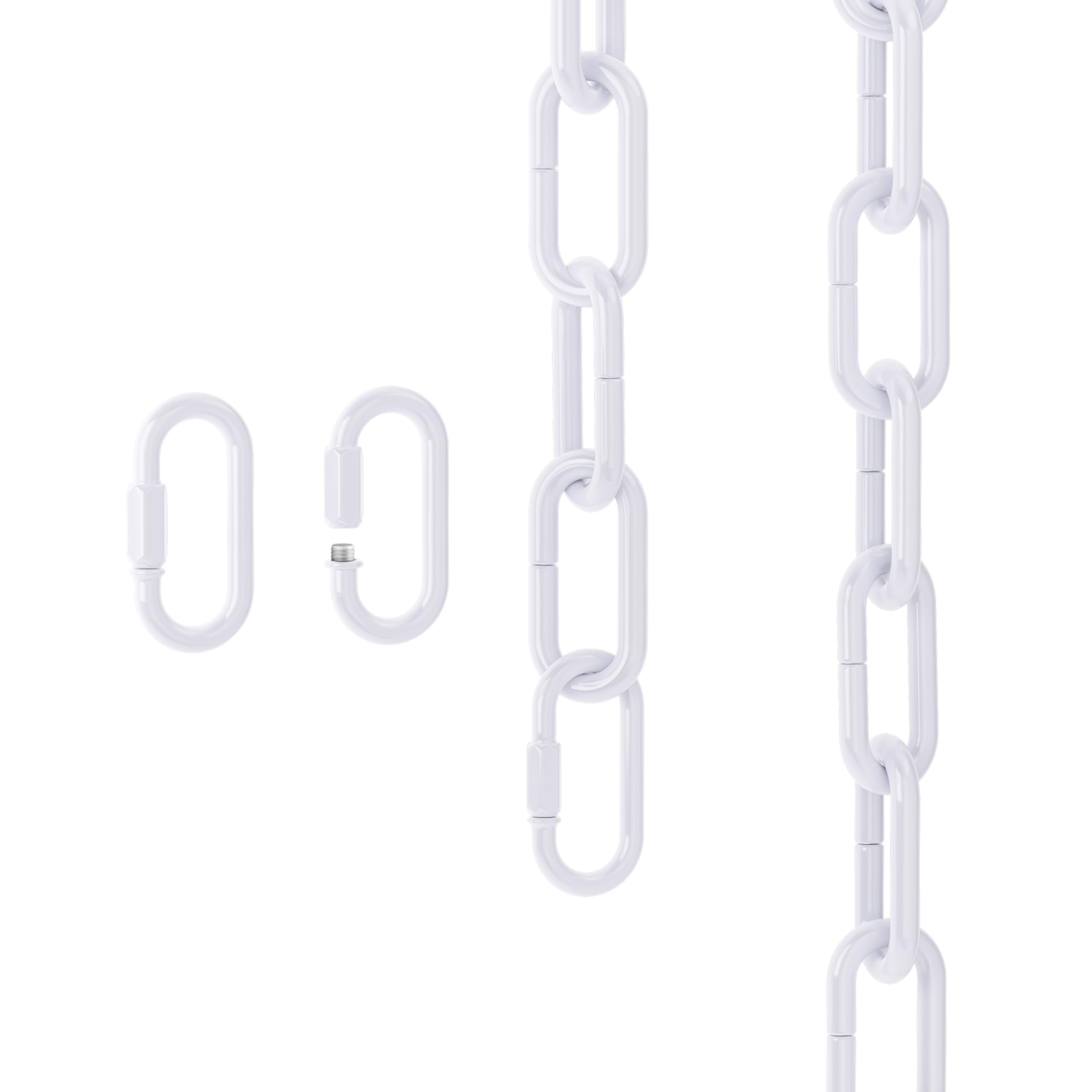 6 Feet Industrial White Light Fixture Chain, Adjustable Metal Pendant Chandelier Chain Extension with Detachable Link, Maximum L
