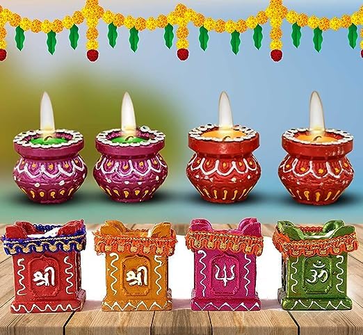 CraftVatika 16 Diwali Diya Combo of and Matki Diya for Puja Diwali Decoration Items Terracotta Candles for Home Decoration/Diwal
