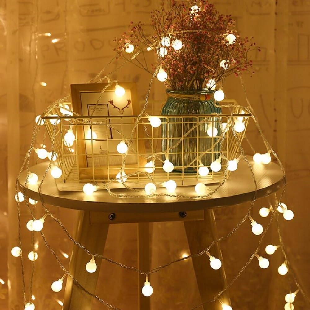 WFGGEH Globe String Lights, 10ft, 20 LED Warm White Fairy Lights for Birthday, Christmas, Wedding, Home Decoration, Model WLD0010