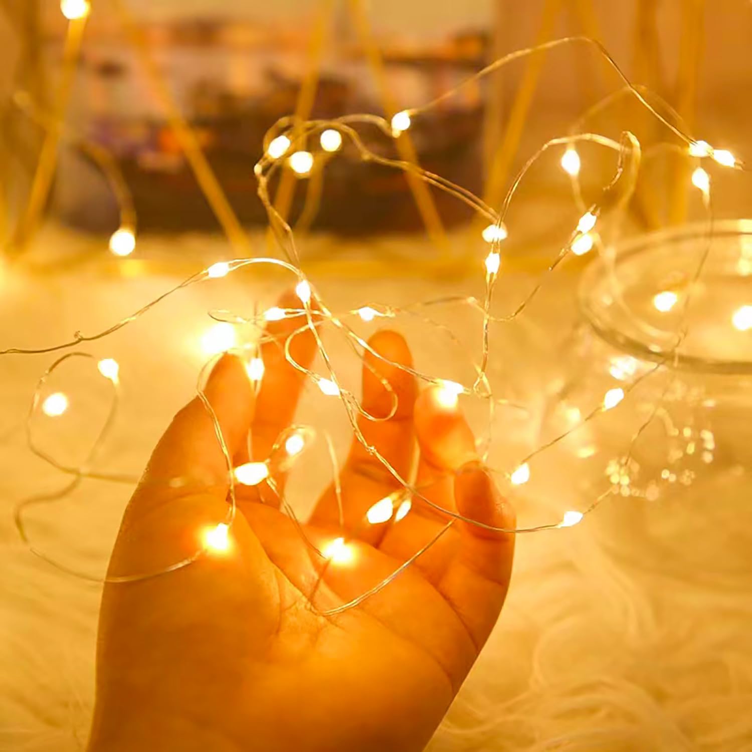 7 Pack Led Fairy Lights Battery Operated With Timer,3M 30 Led Firefly Lights Copper Wire Mini Twinkle String Lights,For Bedroom,Christmas,Wedding Decorations,Warm White
