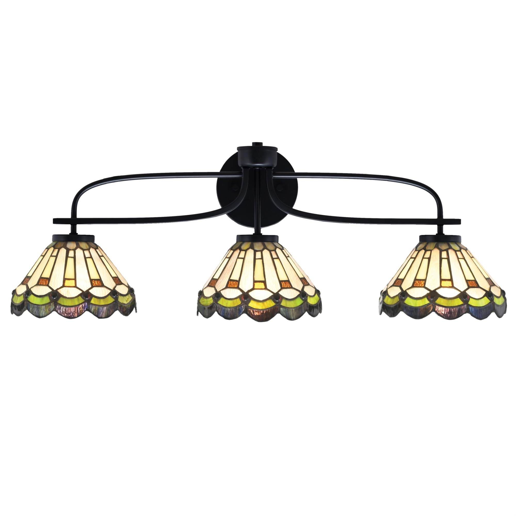Cavella 3 Light Bath Bar Shown In Matte Black Finish With 7" Cyprus Art Glass