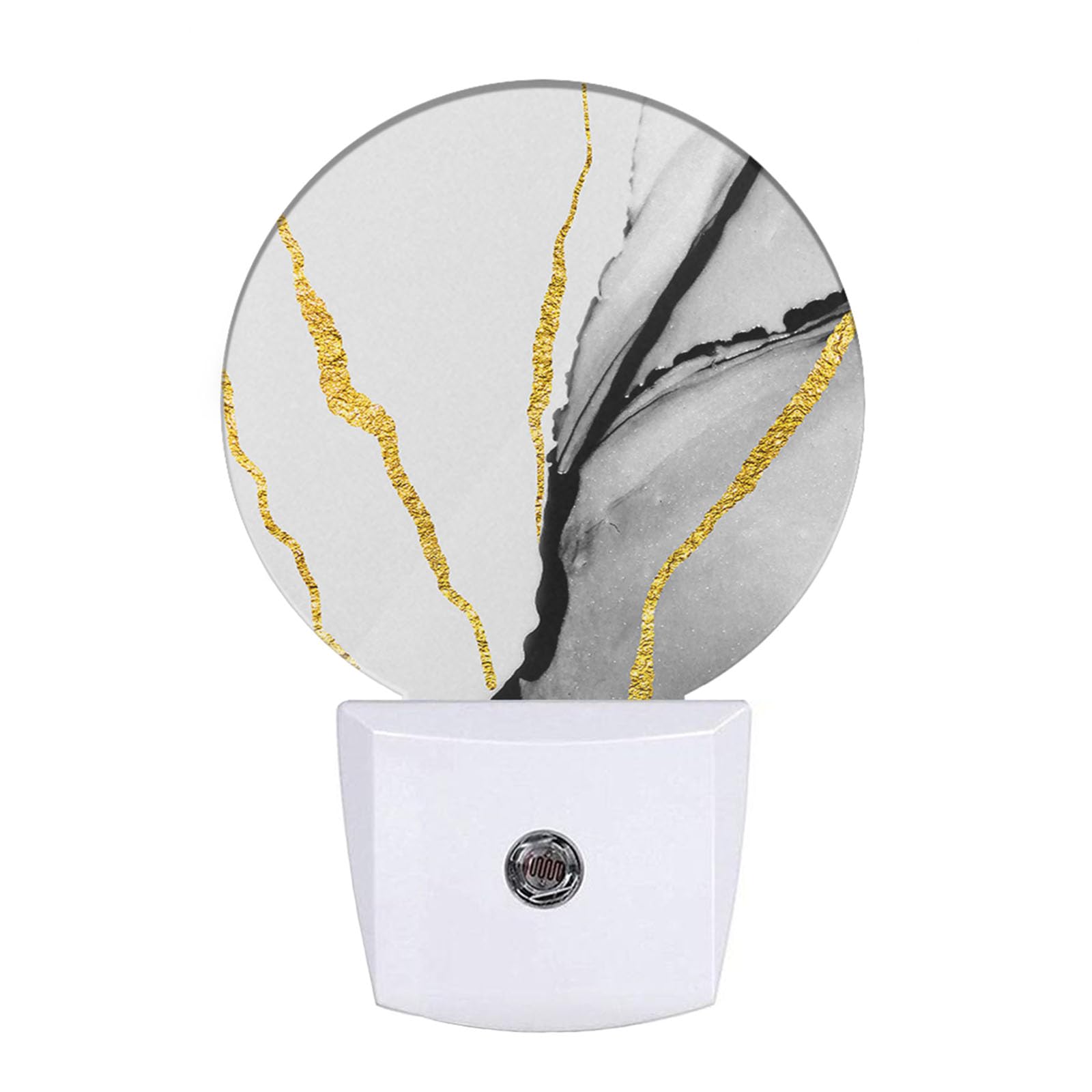 Ekobla Modern Marble Pattern Led Night Light - Wall Plug-In Plug-In Nightlights With Auto Sensor  Dusk To Dawn Lighting For Stairs  Hallway & Kitchen (Gold & Grey)