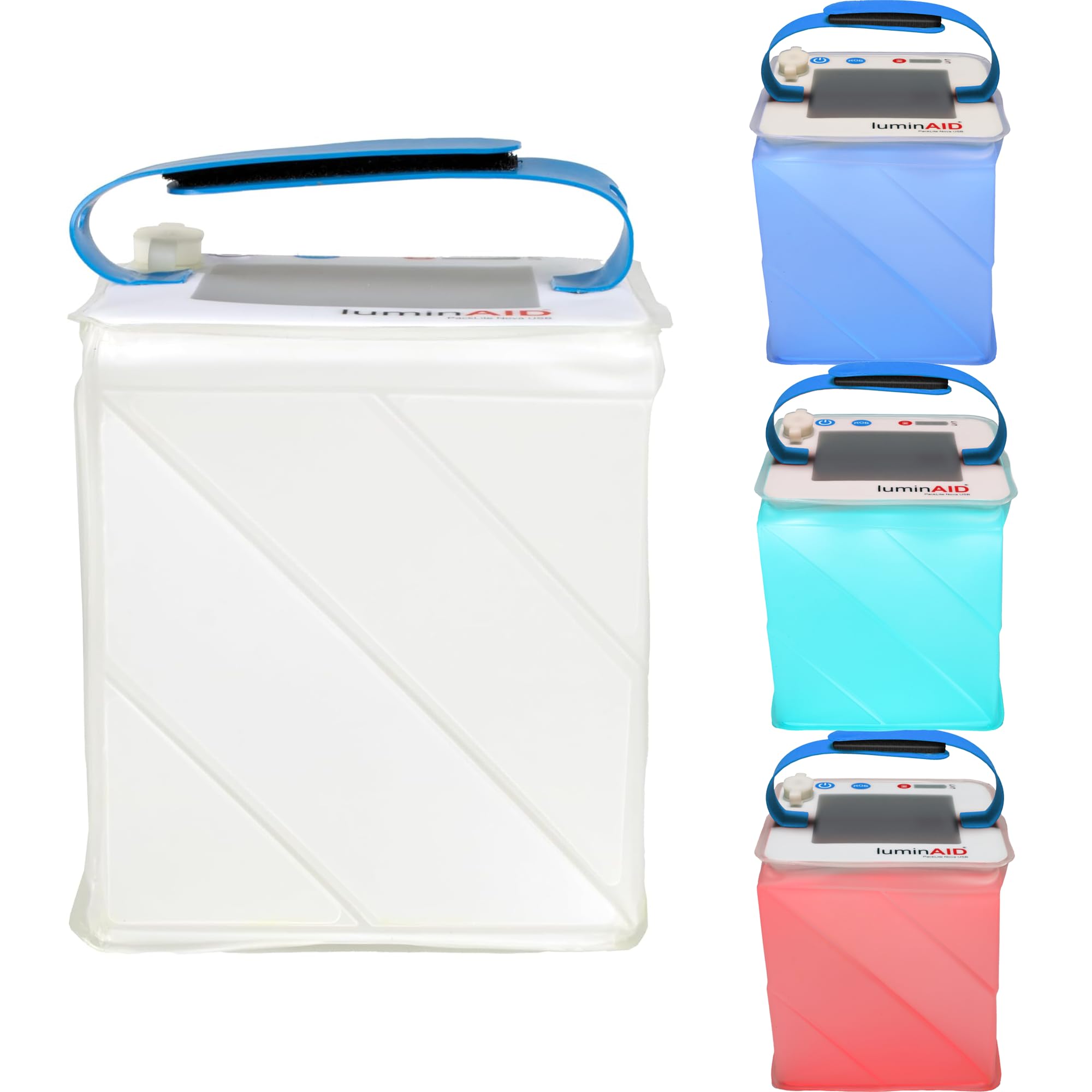LuminAID Nova Colors Solar Lantern - Twist-to-Inflate LED Lamp, 8 Color Modes, Multicolor, Model 0196-0410