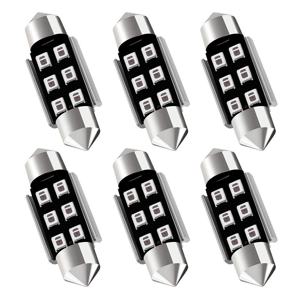 Auxlight 6418 6411 De3425 C5W De3423 36Mm 1.42   Festoon Canbus Error Free Led Interior Light Bulbs Brilliant Red, Super Bright