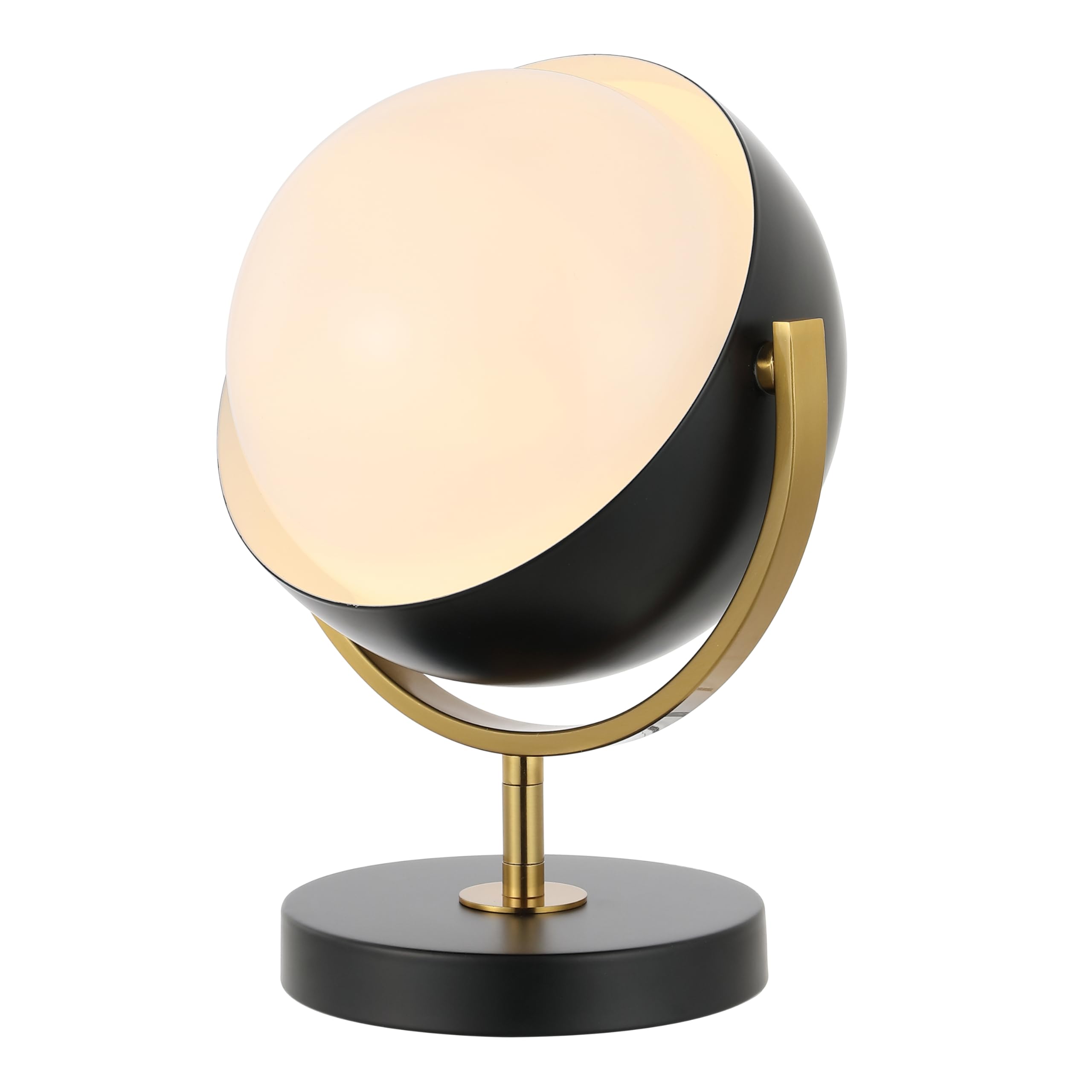 JONATHAN Y 12 Black/Brass Gold Adjustable Orb LED Floor Spotlight, Vintage Mid-Century Modern Iron Table Lamp for Living Room an