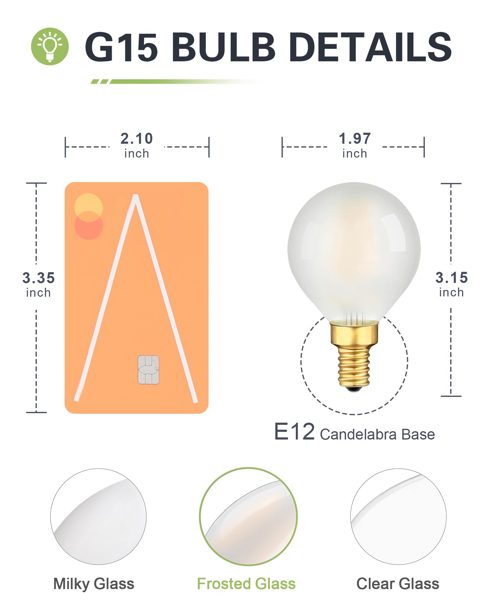 Dimmable G16.5 E12 Led Bulb Frosted G16 1/2 Led Light Bulb 25W Equivalent Candelabra Edison Bulbs Soft White 3000K 200Lm 2W G50