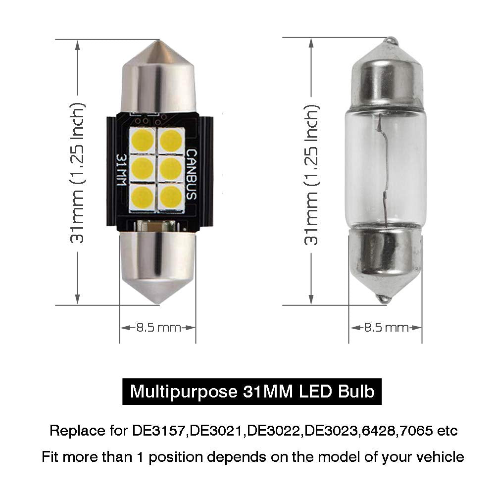iBrightstar Festoon LED Bulbs 9-30V Warm White 4500K 31mm for Interior Dome and License Plate Lights