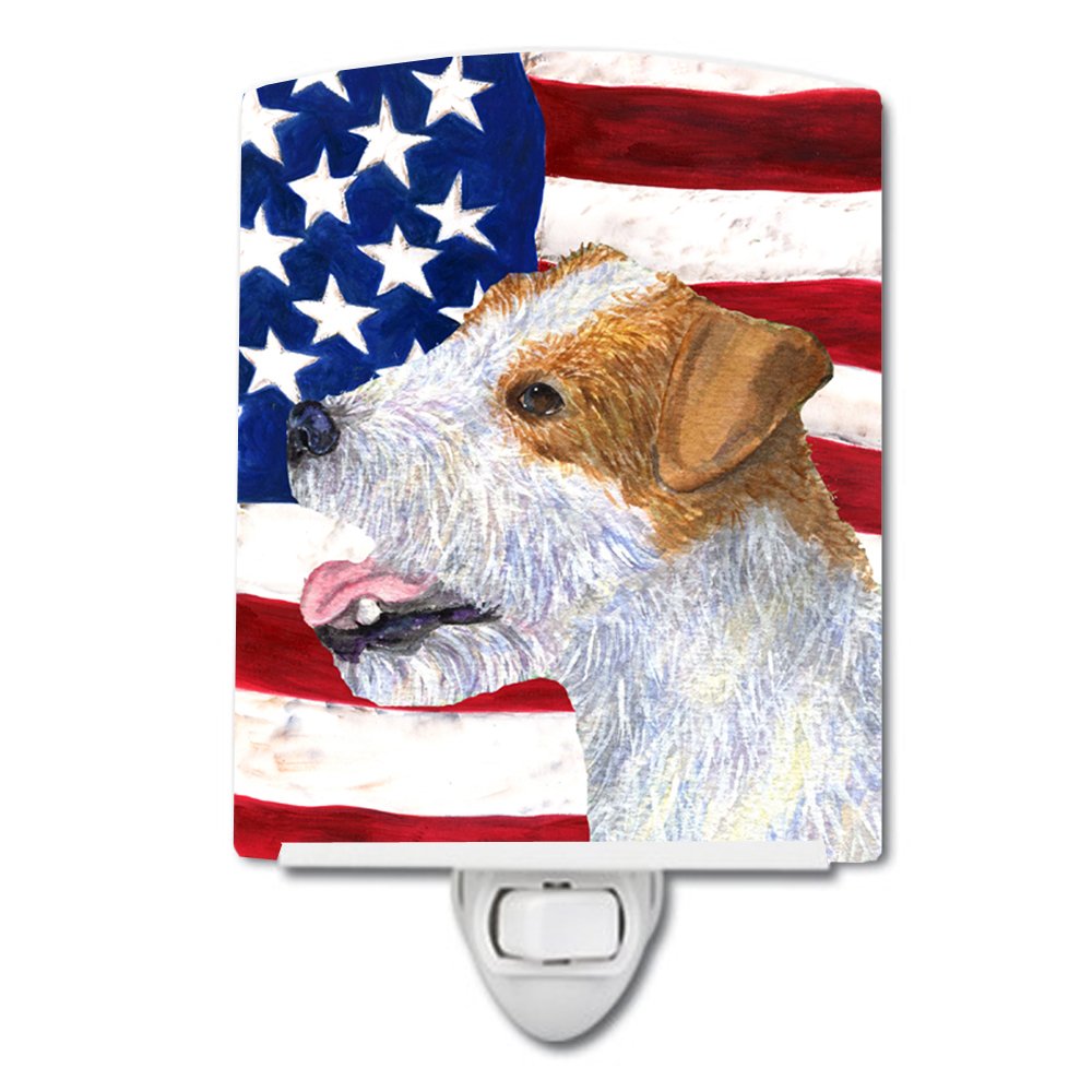 Carolines Treasures Night Light, Jack Russell Terrier & USA Flag, Ceramic, 6x4x3in, Multicolor, Model SS4031CNL