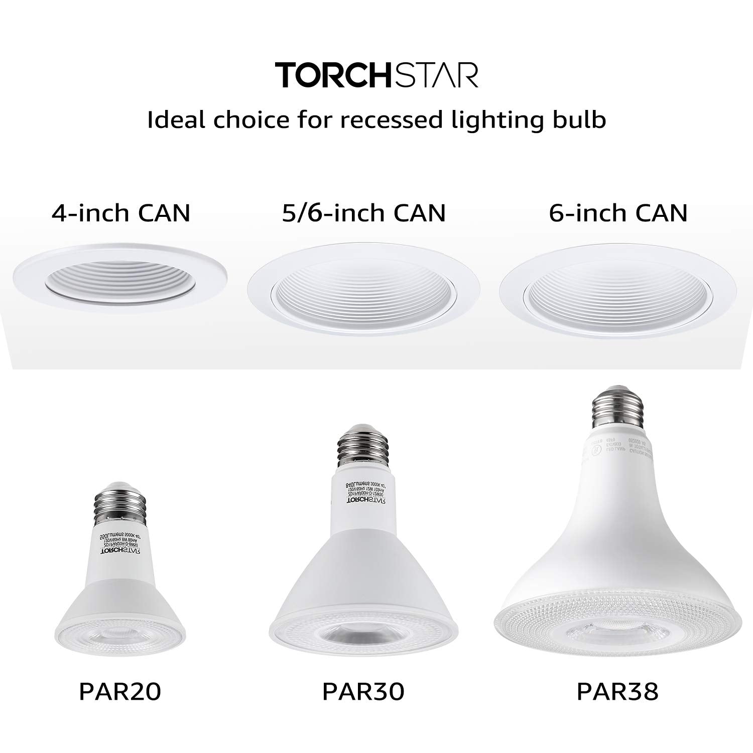 TORCHSTAR PAR38 LED Flood Light Bulbs, Dimmable, Waterproof, 15W, 1250LM, Cool White 4000K, E26 Base, Pack of 6