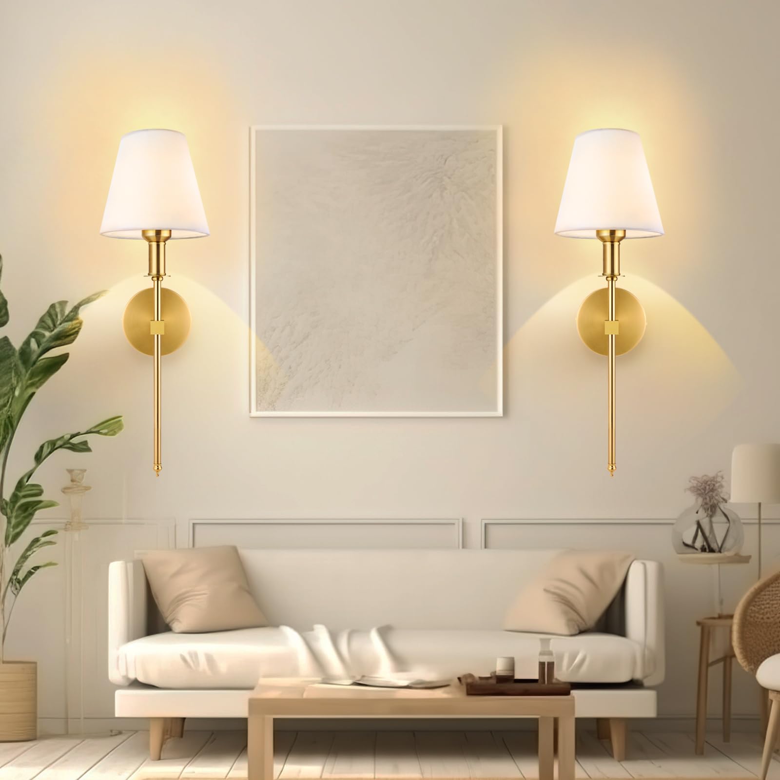 Soodmi Wall Sconces Sets Of 2, Bathroom Vanity Sconces Wall Lighting With White Fabric Shades, Retro Industrial Wall Lamps, Wall