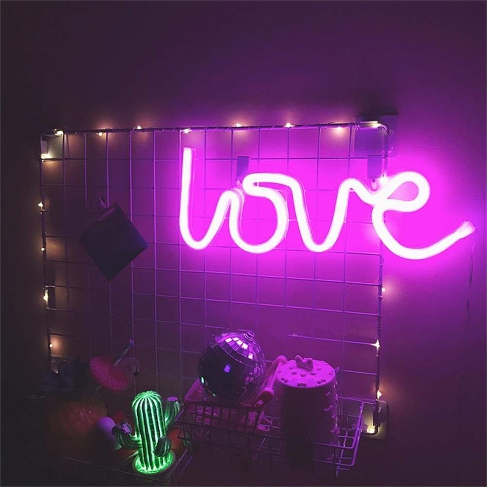 QiaoFei Love Neon Sign,LED Love Light for Children Kids Gifts Party Supplies, Girls Room Decoration Accessory,Table Decoration P