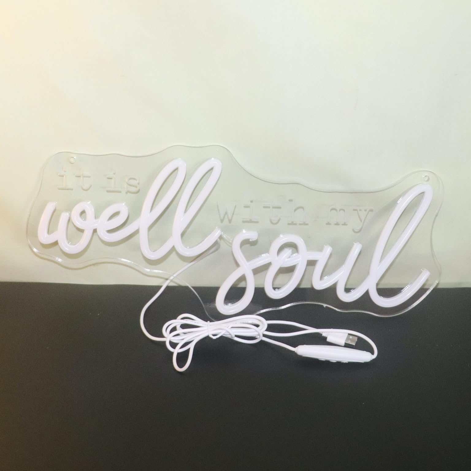 It Is Well With My Soul Decorative Neon Sign  Positive Relax Quotes Led Sign  Christian Gifts Desk Sign Decor For Home Office Wall (Warm White)