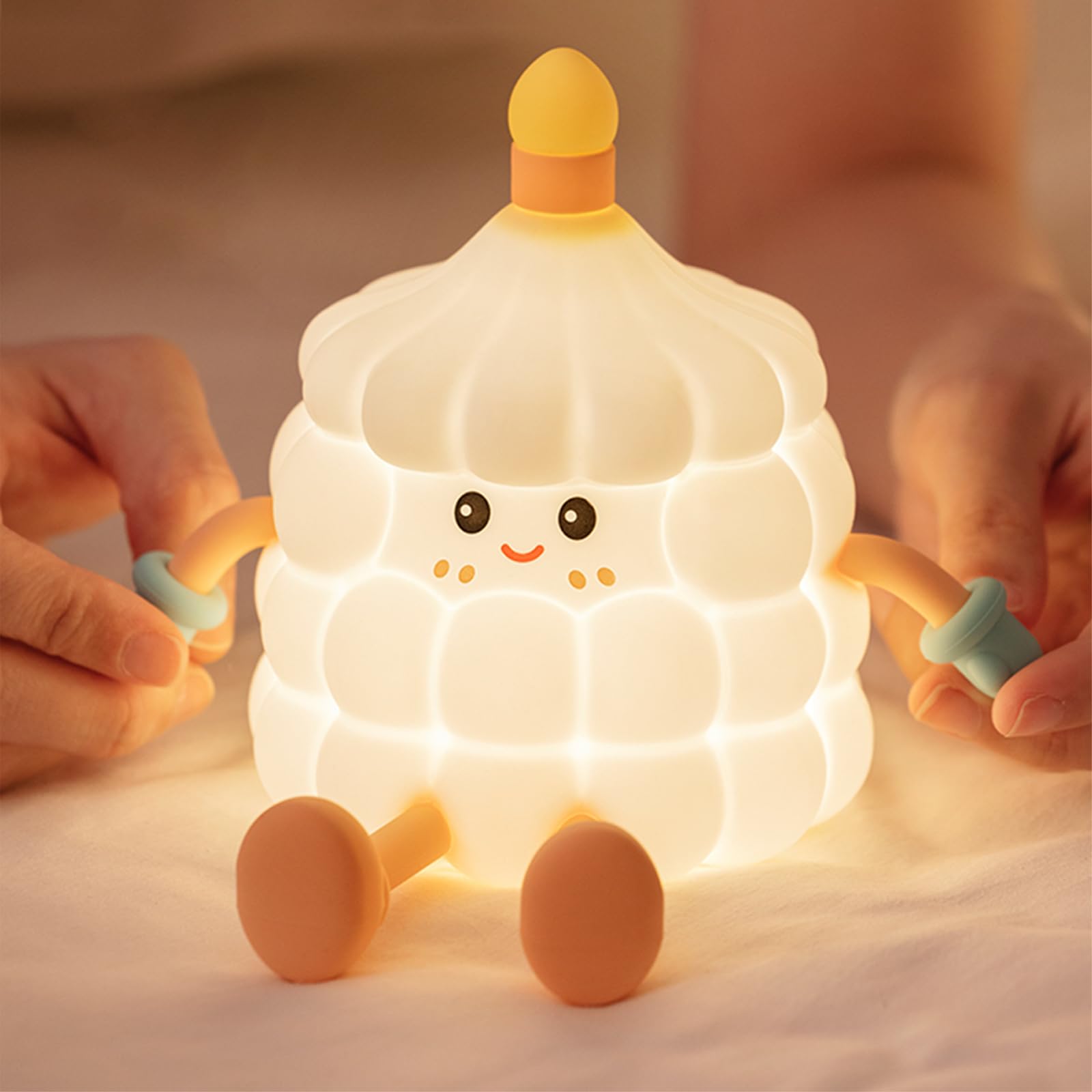 Night Light for Kids, Cute Cake Silicone Nursery Night Light with Timer & 3-Level of Brightness, Rechargeable Led Night Light fo
