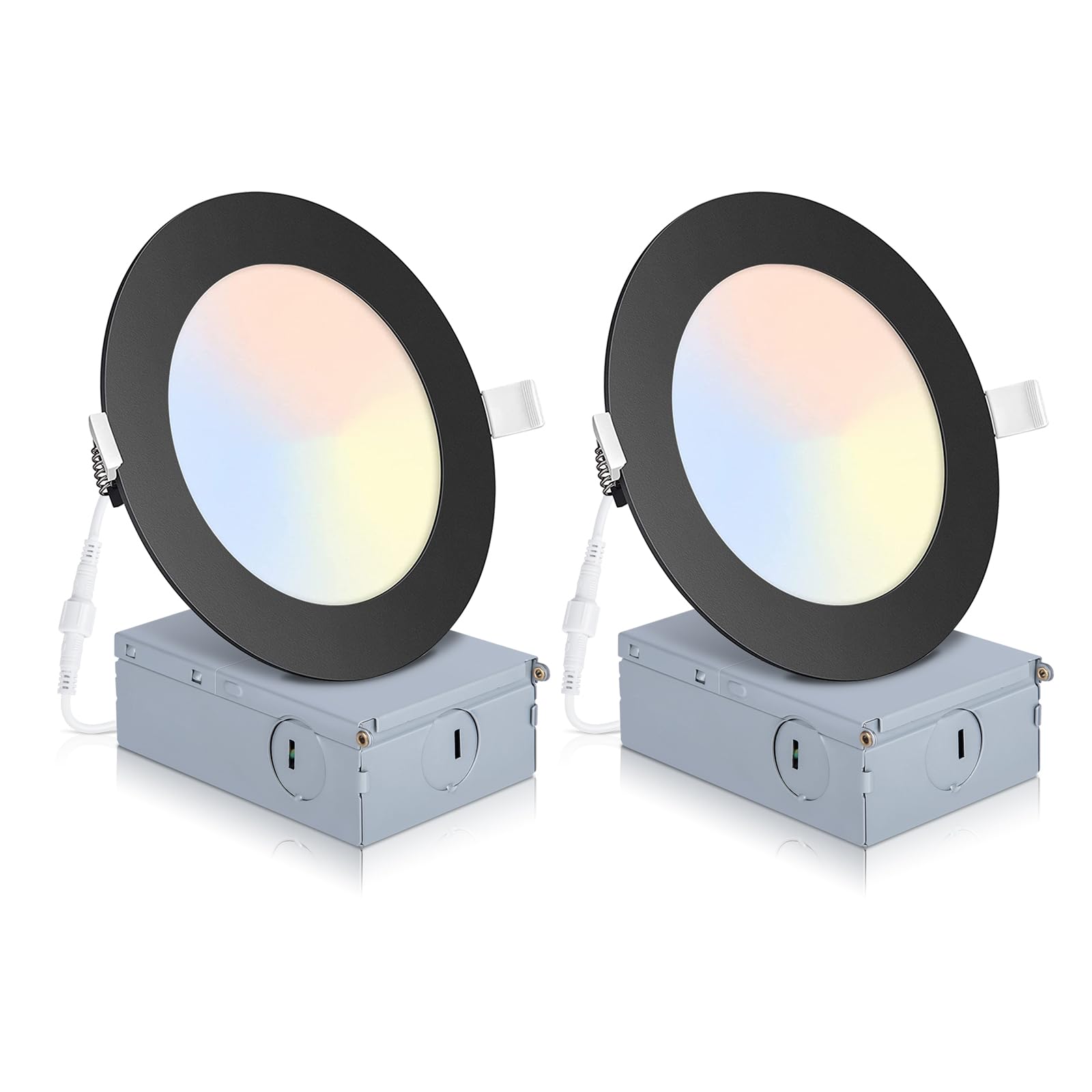 POWERASIA 2 Pack 4 Inch Dimmable Black LED Recessed Lighting, 5CCT, Ultra Thin, ETL & Energy Star Certified