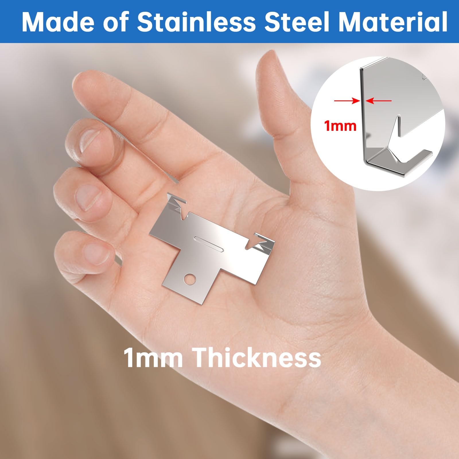 Famiron 48PCS Stainless Steel Recessed Light Clips Housing C Clips, Sliver, Model S33, with Self Tapping Screws for Downlight