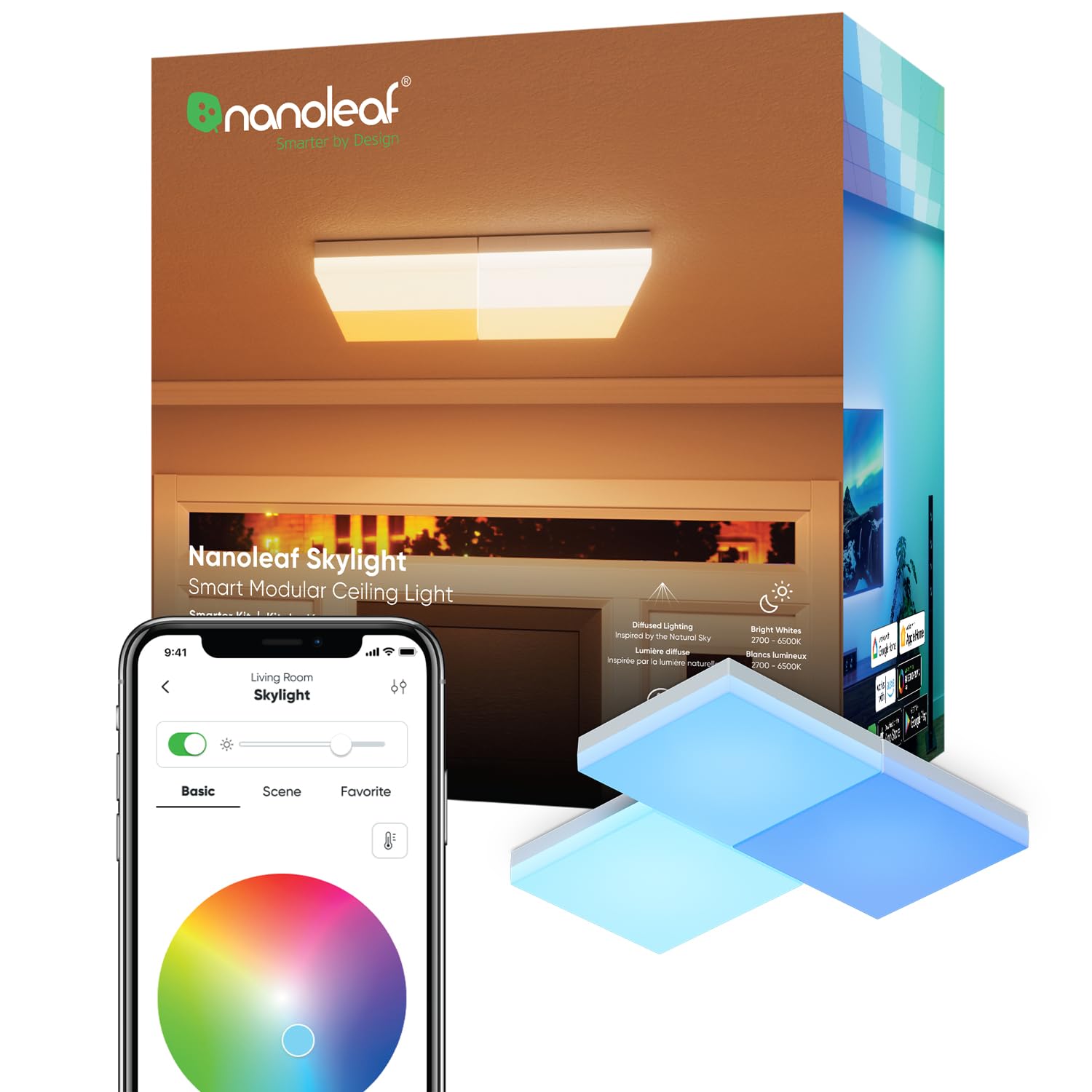 Nanoleaf Smart Ceiling Light, Rgbcw Led Ceiling Lights Compatible With Alexa, Flush Mount Light Fixture With 16M+ Colours & Dyna