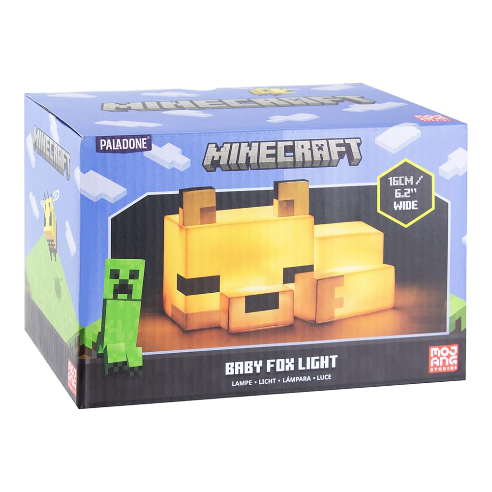 Paladone Minecraft Cute Fox Night Light - Soft Orange Glow Desk Lamp for Kids - Officially Licensed Gaming Decor - Model PP9472MCF