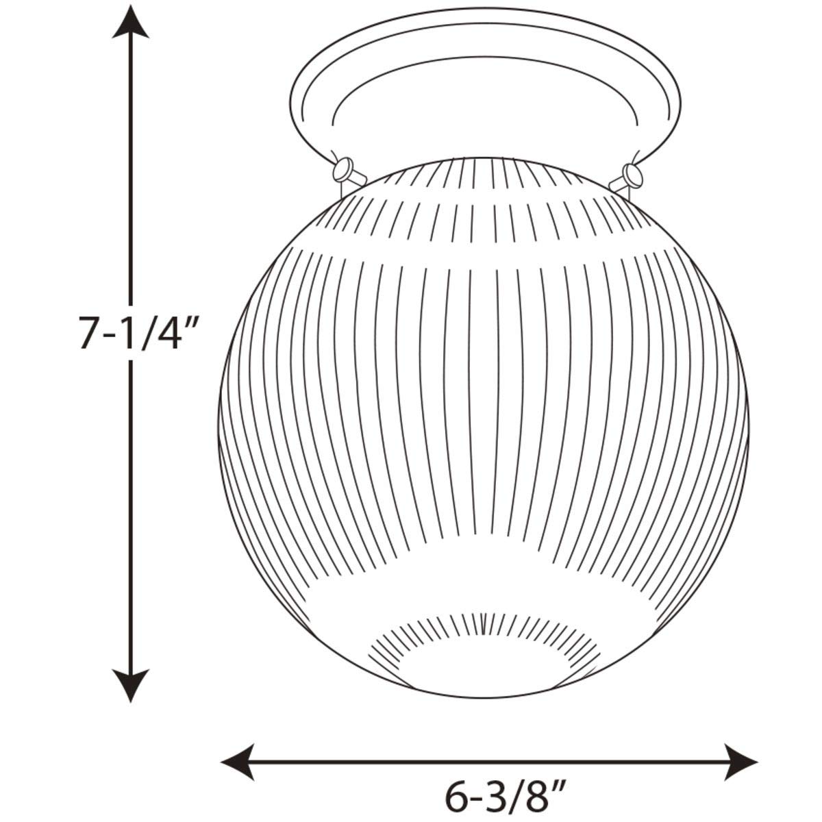 Progress Lighting P3599-30 Clear Ribbed Glass Globe K.O For Switch, White 6-Inch Diameter X 7-1/4-Inch Height