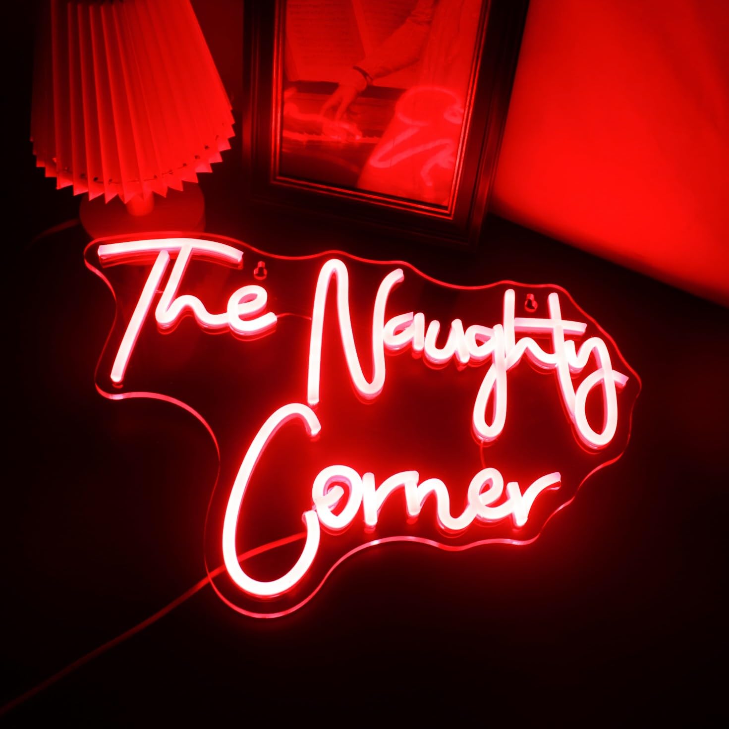 Qiaofei Led The Naughty Corner Neon Sign Word/Letters Usb Powered Neon Lights For Girls Room Home Bar Art Wall Decor Party Window Living Room Decor Birthday Christmas Gift(Red)