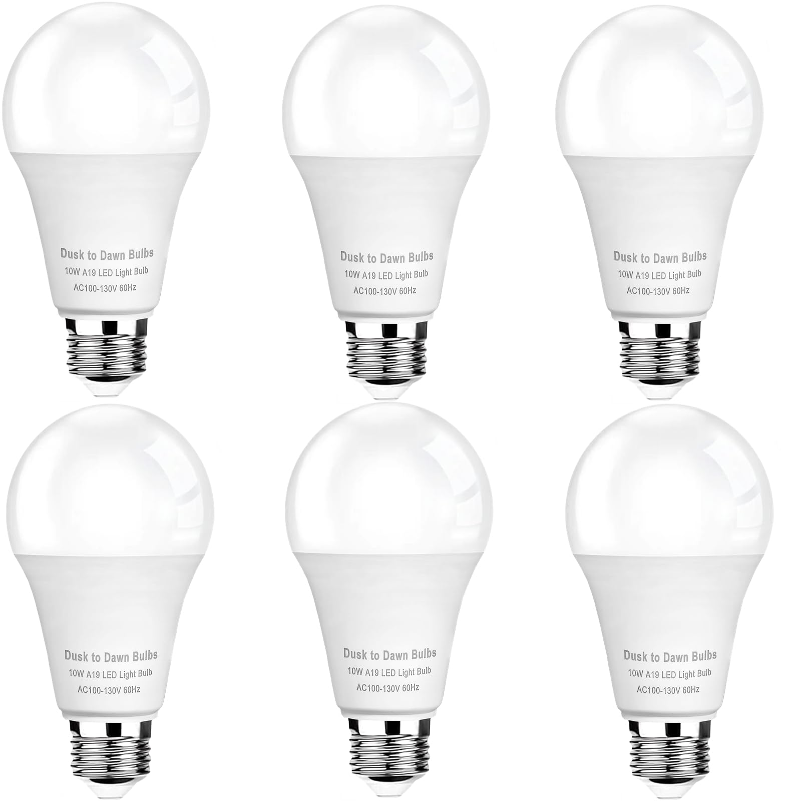 Geplad 6 Pack Dusk To Dawn Light Bulbs Outdoor, Sensor A19 Led Light Bulb, Auto On/Off Photocell Automatic For Outdoor Lighting,