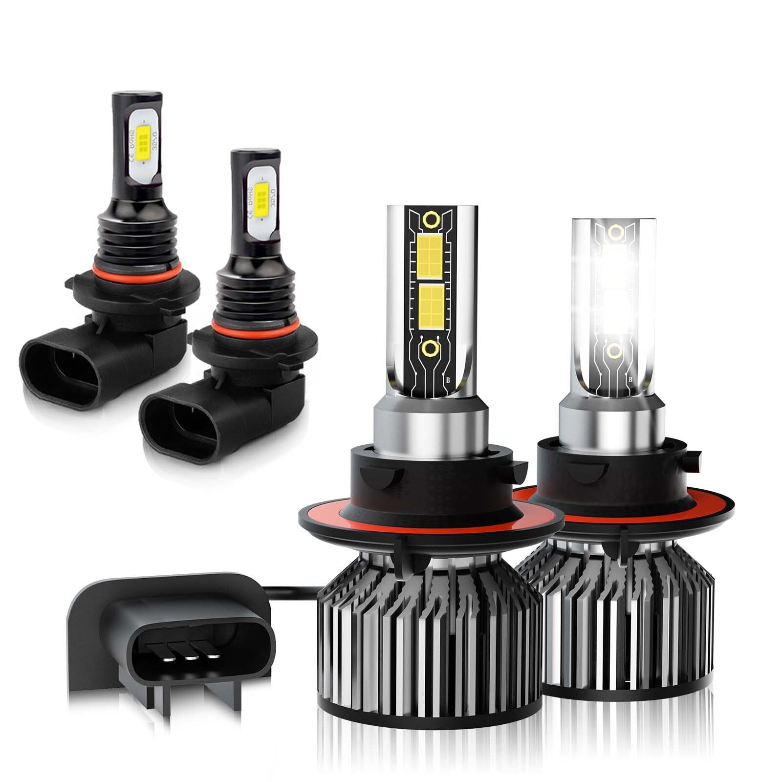 TXBILMOO 9008 H13 High & Low Beam + 9145 Fog Light Bulbs, 6500K White, For Ford F150 F250 F350 (2004-