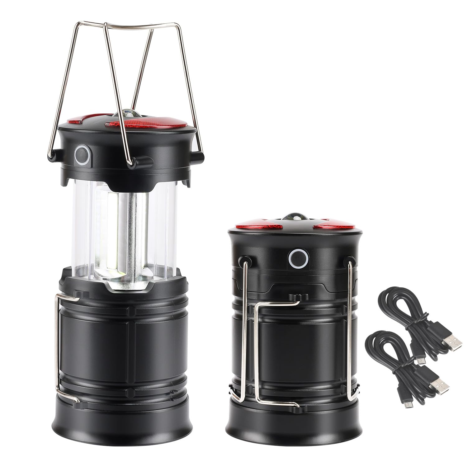 Lichamp 2 Pack Camping Lanterns Rechargeable and Battery Powered, Dual Power Source and 4 Mode Lantern Flashlight COB Camp Light
