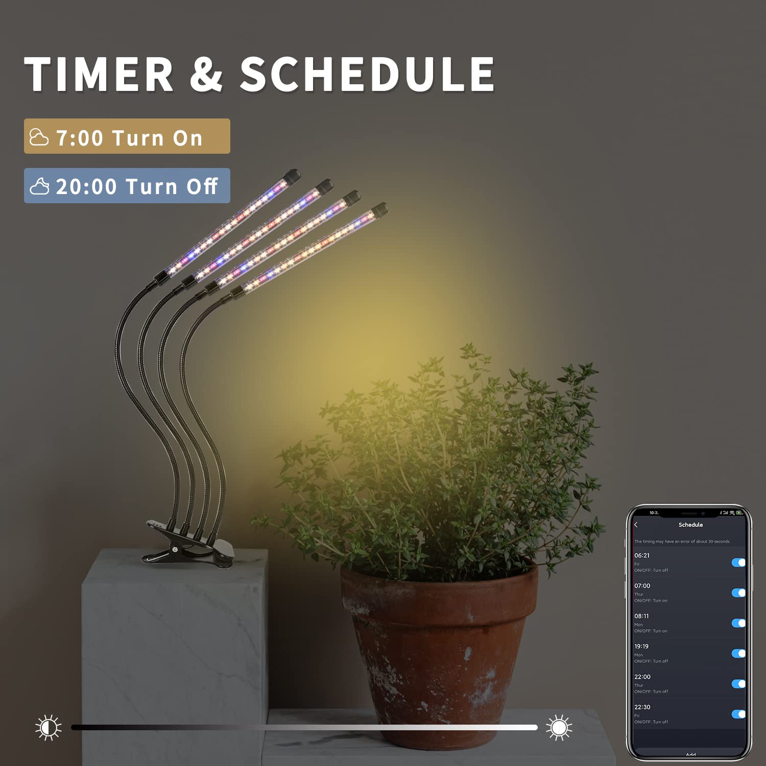 Lurious Smart Wifi Led Grow Light, Dimmable Full Spectrum Plant Lamp With Timer & App/Voice Control,Compatible With Alexa/Google/Siri For Indoor/Outdoor Plants Only 2.4Ghz Wifi(4 Tube)