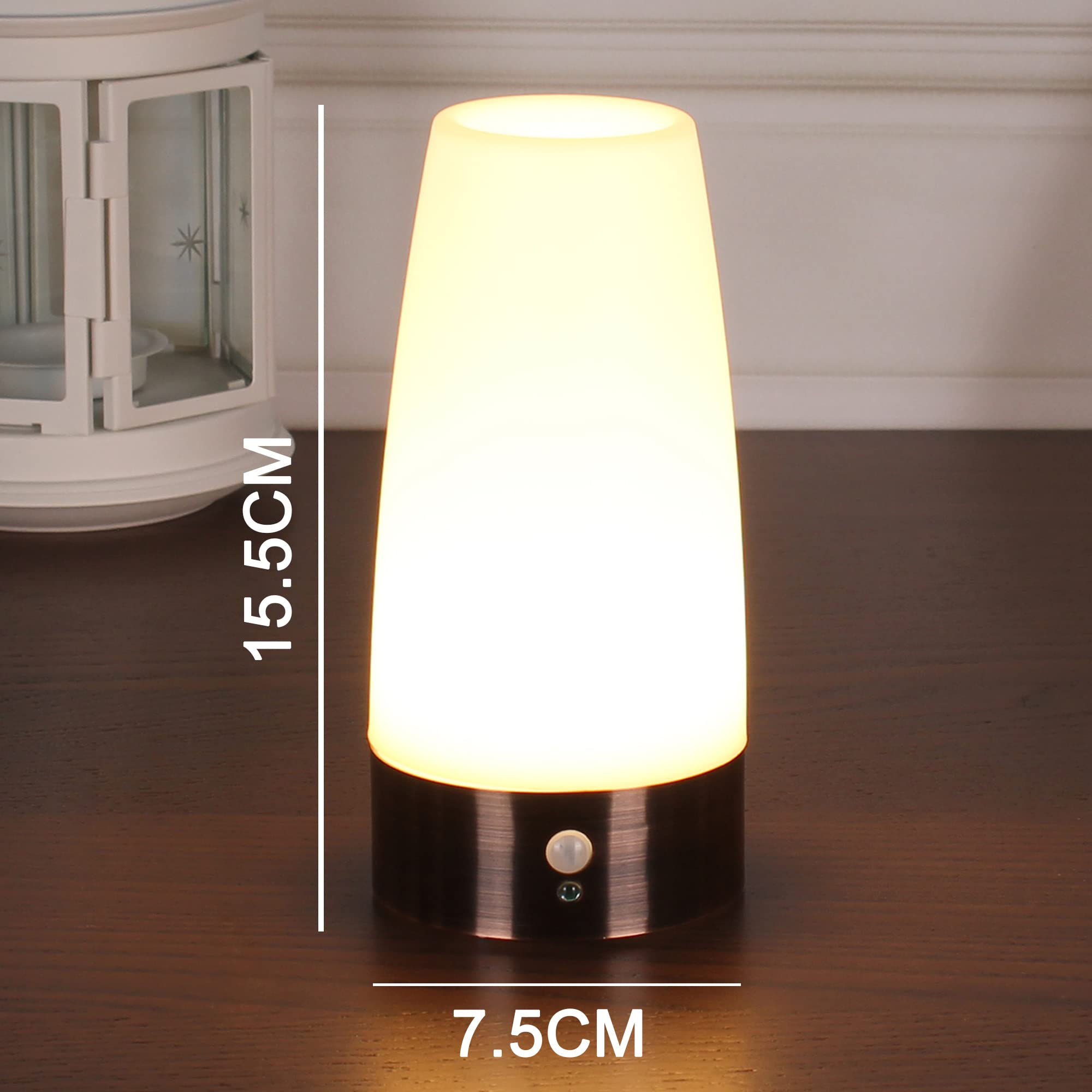 Wralwayslx 2Pack Pir Motion Sensor Led Night Light, Battery Powered Table Lamp, Bronze