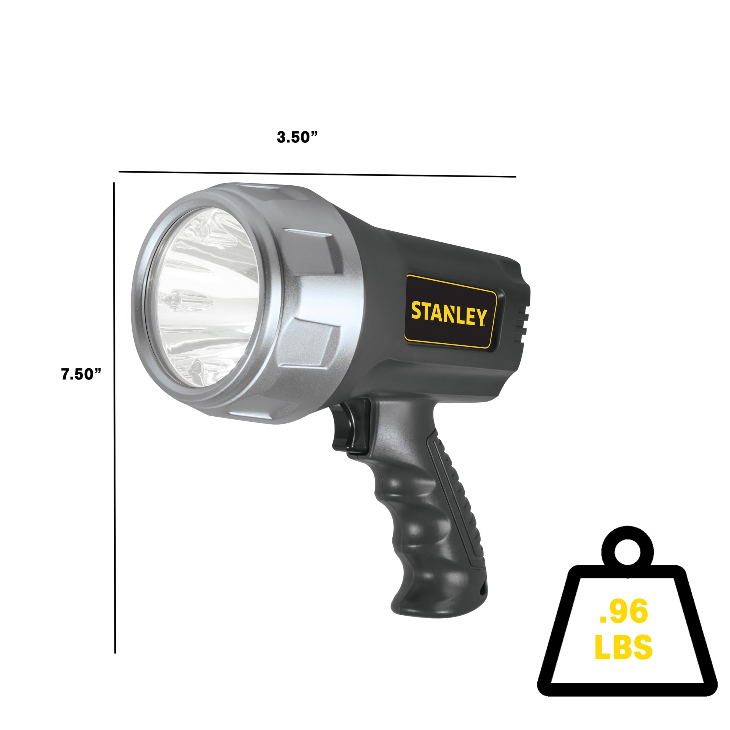 STANLEY SL3HS 900 Lumen Rechargeable Black LED Spotlight Flashlight - Ultra Bright Lithium Ion Light for Outdoor Use