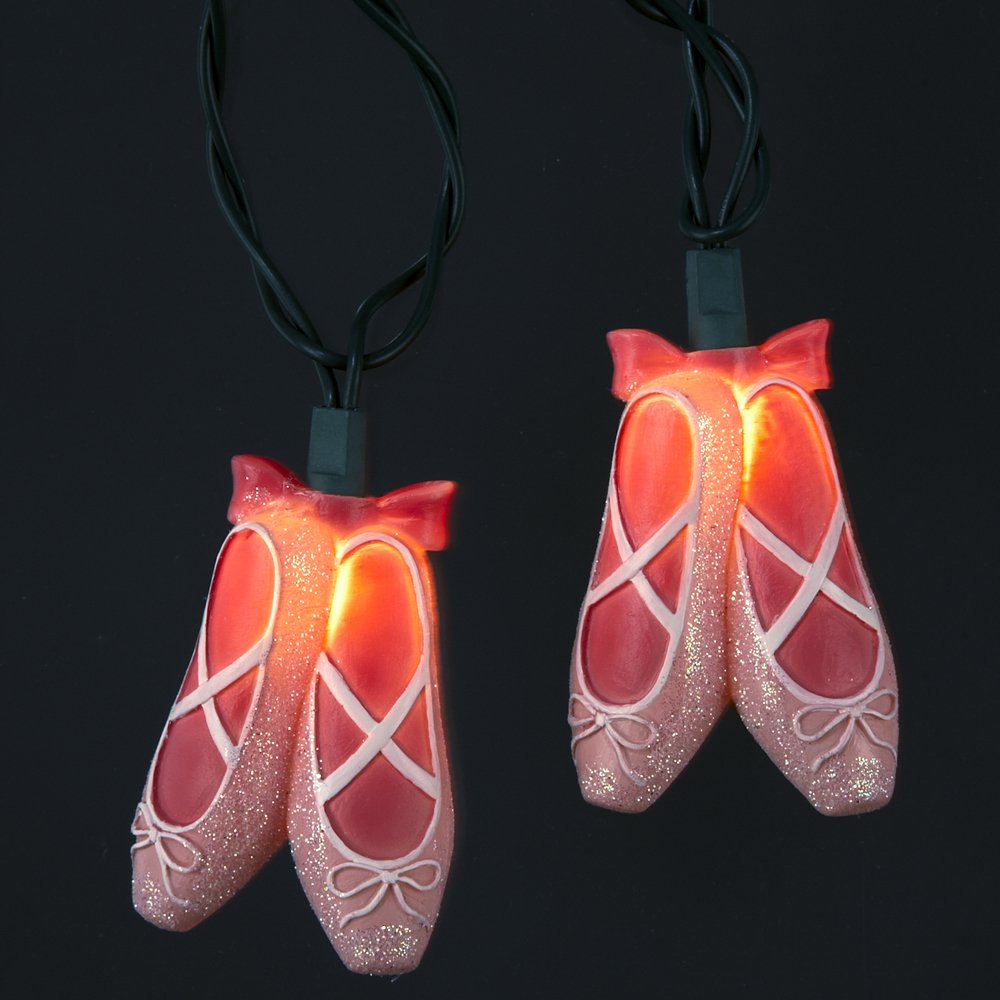 Kurt Adler Ballet Slippers Light Set, 10 Lights, 11.5ft, Pink, Model UL4203, Acrylic