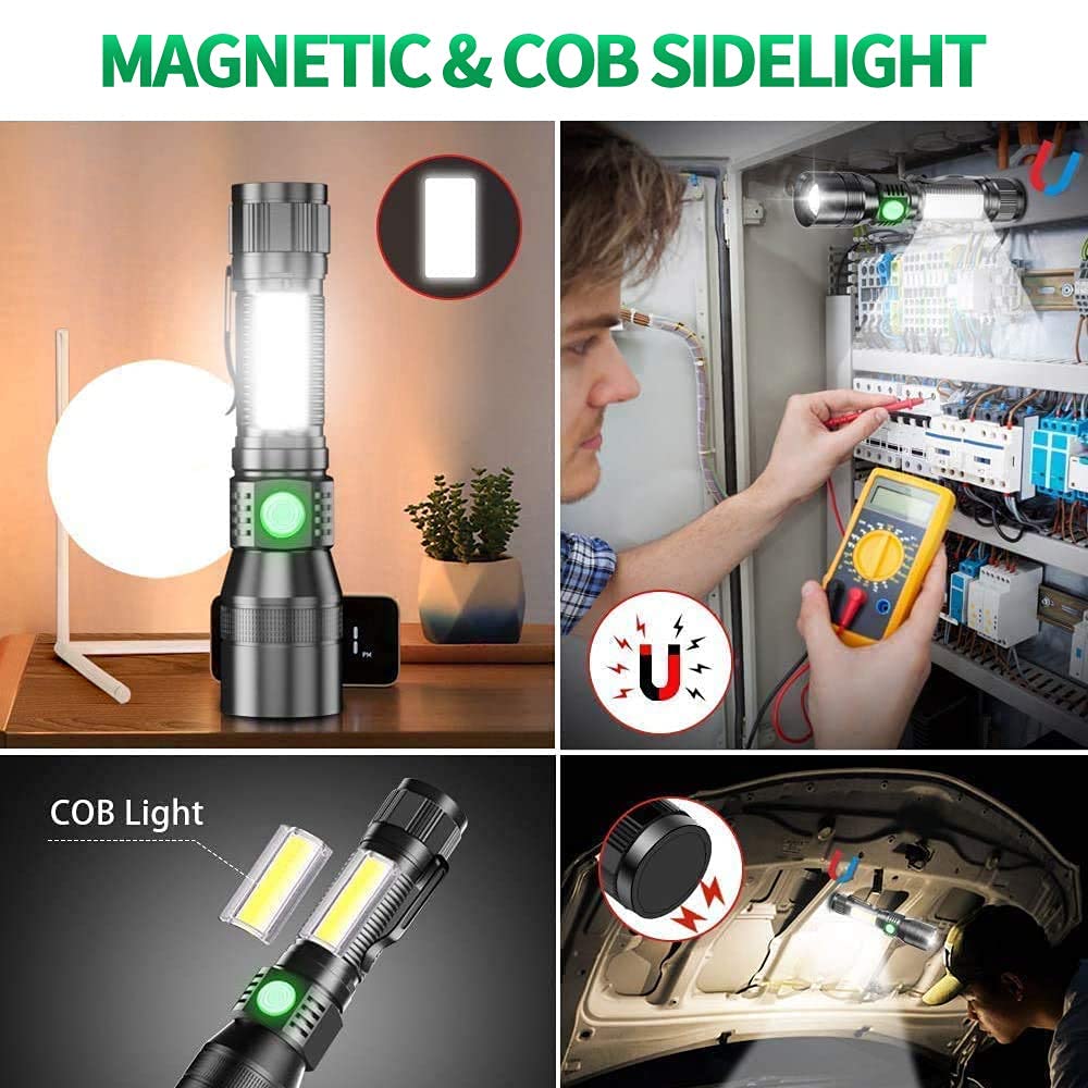Blacklight Flashlights, 3 In-1 Rechargeable Flashlights, Uv Light Magnetic Led Flashlight High Lumens, 7 Mode Emergencies Campin